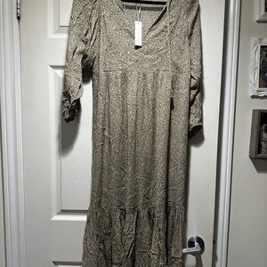 Gentle Fawn Long Sleeve Floral Dress - Brown